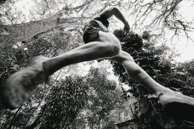 A person leaping.